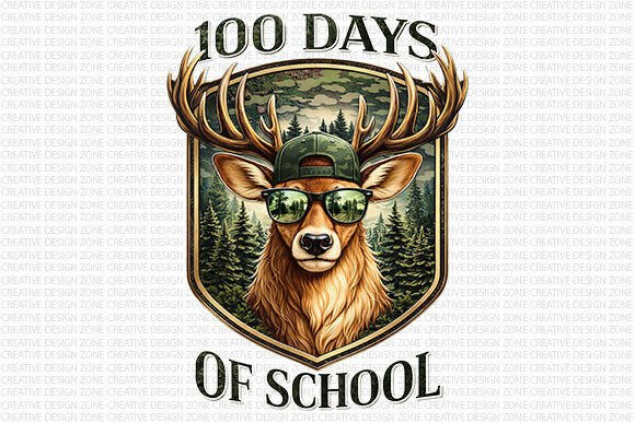 100 Days of School Deer PNG Shirt