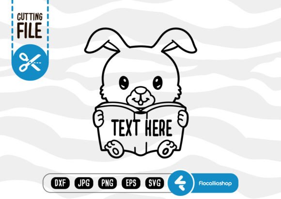 Book Outline Monogram SVG, Rabbit SVG