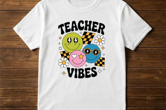 Teacher Vibes PNG, Retro Teacher Shirt: The Ultimate Design Solution for Educators and Crafters