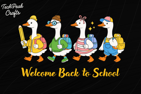 Welcome Back School Ducks PNG